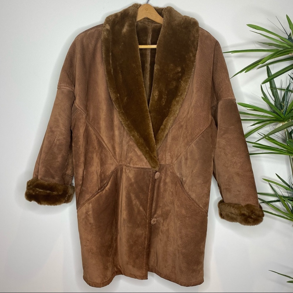Vintage Marvin Richards || Heavy and Warm Suede Leather Coat; Size Medium